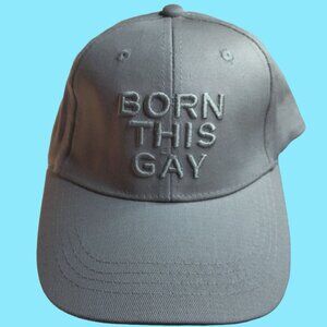 Born This Gay Embroidered Baseball Cap Zaddy Earth Adjustable Strap Gray LGBTQ